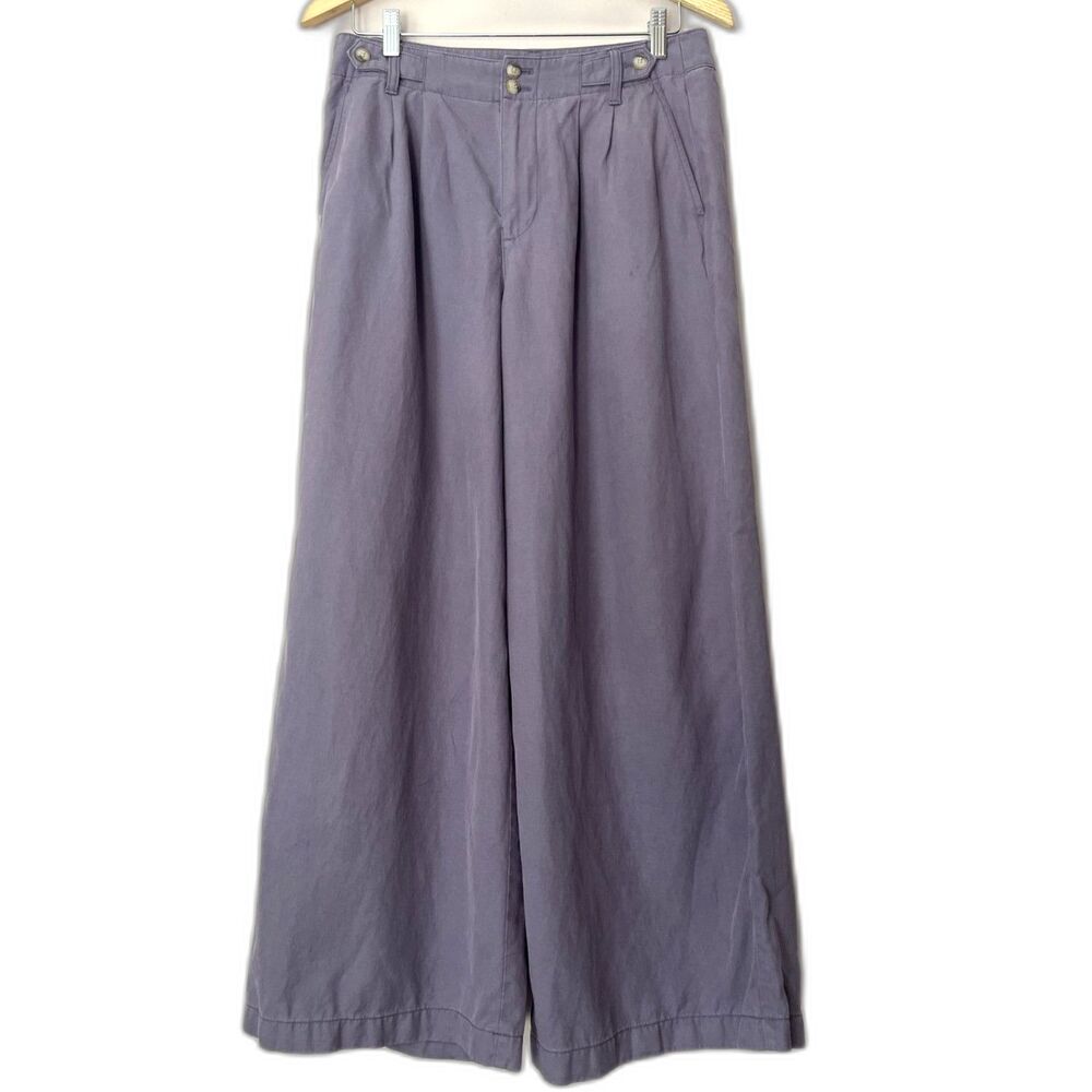 Madewell Harlow Wide Leg Pant 8P Smoky Grape Drapey Twill Pleated High Rise